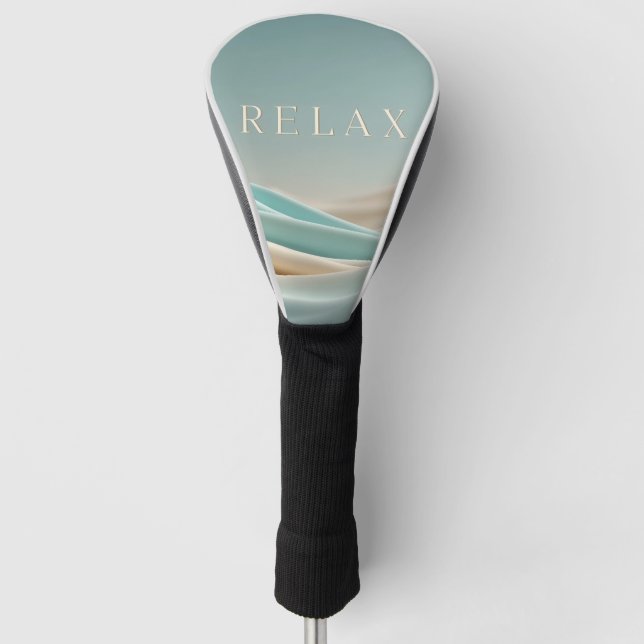 Serene Abstract Background with "Relax" Text Golf Head Cover (Front)