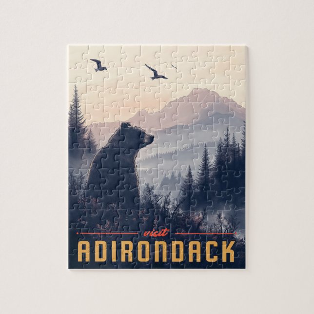 Serene Adirondack Bear: A Vintage Jigsaw Puzzle (Vertical)