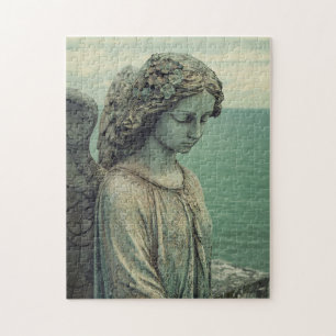 Serene Angel Statue with Patina Jigsaw Puzzle