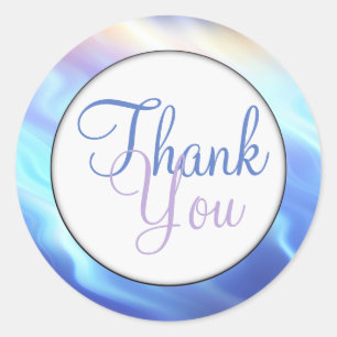 Serene Aqua Turquoise Waves Classic Round Sticker