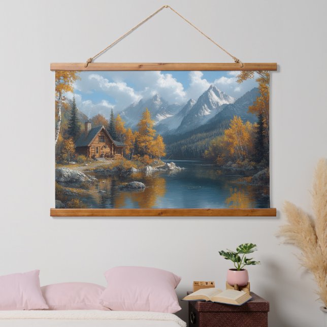 Serene Autumn Lake Masterpiece Tapestry (Bedroom)