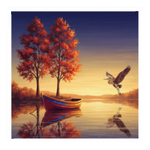 Serene Autumn Lake Wall Art – Nature Inspired 