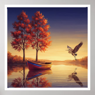 Serene Autumn Lake Wall Art – Nature Inspired 
