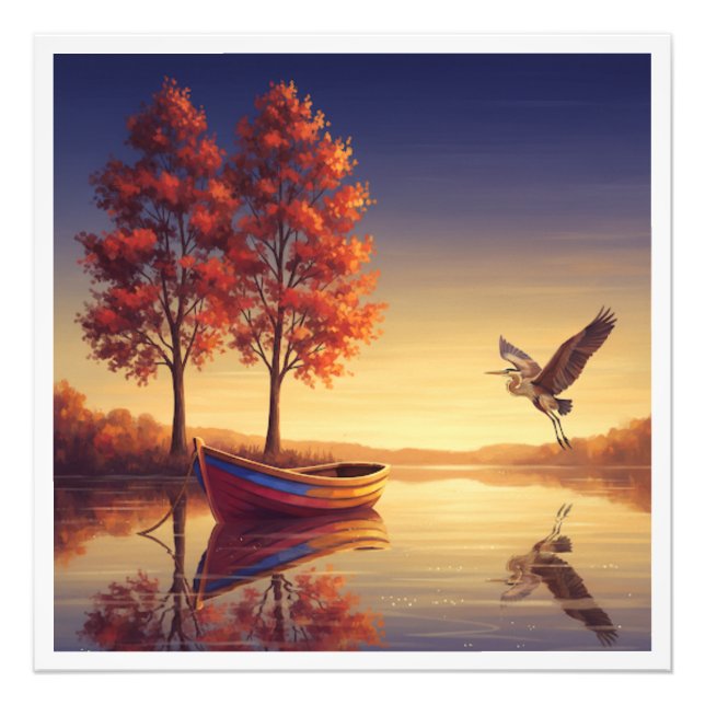 Serene Autumn Lake Wall Art – Nature Inspired  (Front)