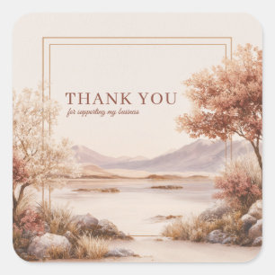 Serene Autumn Landscape Thank You Square Sticker