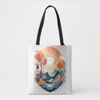 Serene Autumn Scene: Artistic Nature Print Tote Bag