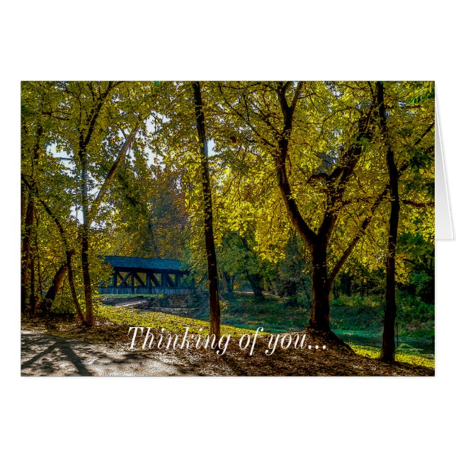Serene Autumn Walk Painterly Thinking Of You Card (Front Horizontal)