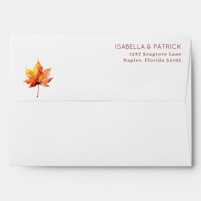 Serene Autumn Watercolor Maple Leaf Envelope (Back (Top Flap))