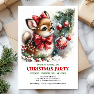 Serene baby deer watercolor Christmas kids invite