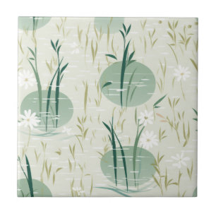Serene Bamboo Blossom Asian  (10) Ceramic Tile