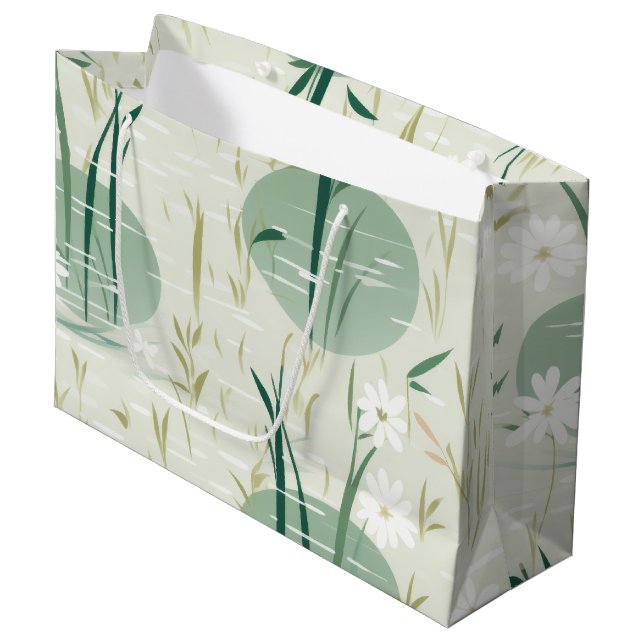 Serene Bamboo Blossom Asian  (10) Large Gift Bag (Front Angled)