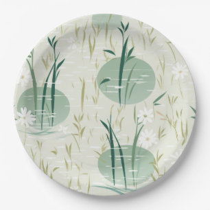Serene Bamboo Blossom Asian  (10) Paper Plate