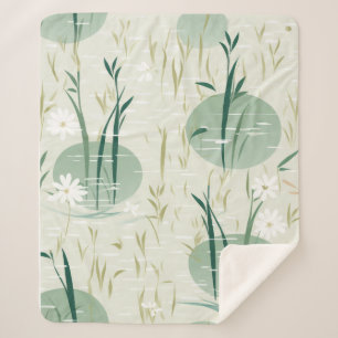 Serene Bamboo Blossom Asian  (10) Sherpa Blanket