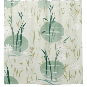 Serene Bamboo Blossom Asian (10) Shower Curtain