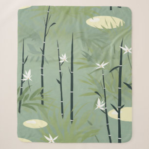 Serene Bamboo Blossom Asian (11) Sherpa Blanket