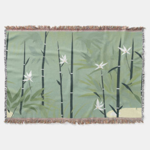 Serene Bamboo Blossom Asian (11) Throw Blanket