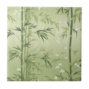 Serene Bamboo Blossom Asian  (1) Ceramic Tile