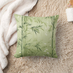 Serene Bamboo Blossom Asian (1) Cushion