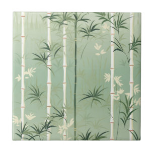 Serene Bamboo Blossom Asian  (2) Ceramic Tile