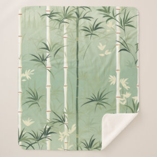 Serene Bamboo Blossom Asian  (2) Sherpa Blanket