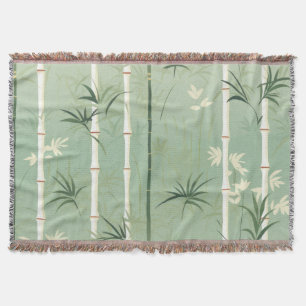 Serene Bamboo Blossom Asian  (2) Throw Blanket