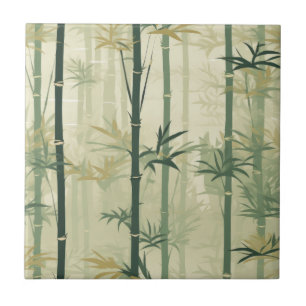 Serene Bamboo Blossom Asian  (3) Ceramic Tile