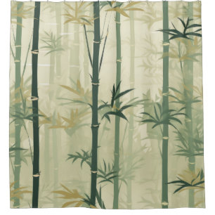 Serene Bamboo Blossom Asian (3) Shower Curtain