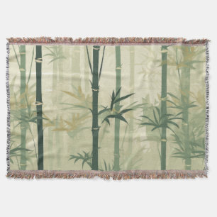 Serene Bamboo Blossom Asian  (3) Throw Blanket