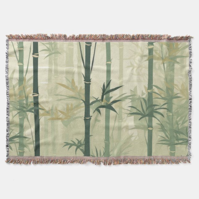 Serene Bamboo Blossom Asian  (3) Throw Blanket (Front)
