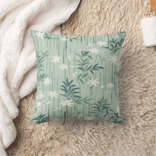 Serene Bamboo Blossom Asian (4) Cushion