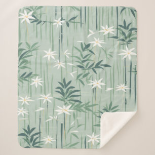 Serene Bamboo Blossom Asian  (4) Sherpa Blanket