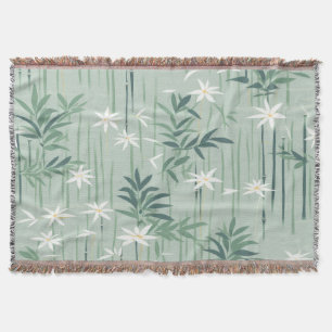 Serene Bamboo Blossom Asian  (4) Throw Blanket