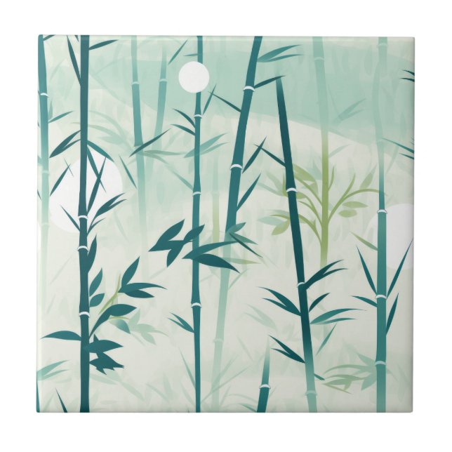 Serene Bamboo Blossom Asian  (5) Ceramic Tile (Front)