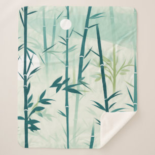 Serene Bamboo Blossom Asian  (5) Sherpa Blanket