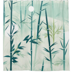 Serene Bamboo Blossom Asian (5) Shower Curtain