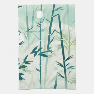 Serene Bamboo Blossom Asian  (5) Tea Towel