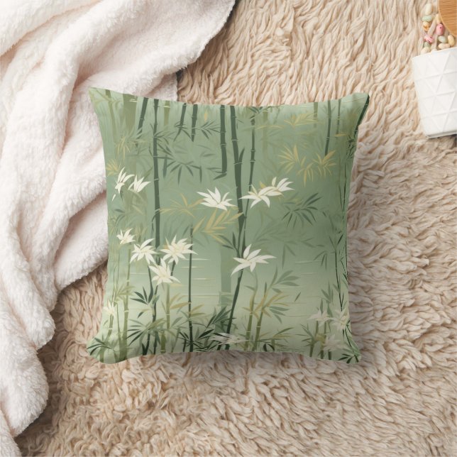 Serene Bamboo Blossom Asian  (6) Cushion (Blanket)