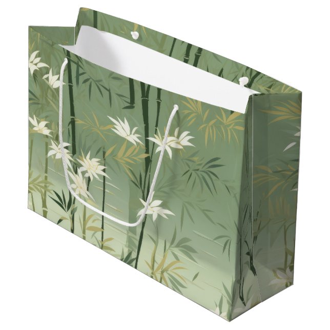 Serene Bamboo Blossom Asian  (6) Large Gift Bag (Front Angled)