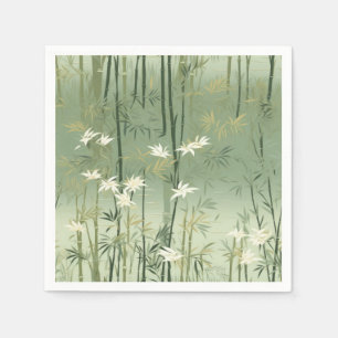 Serene Bamboo Blossom Asian  (6) Napkin