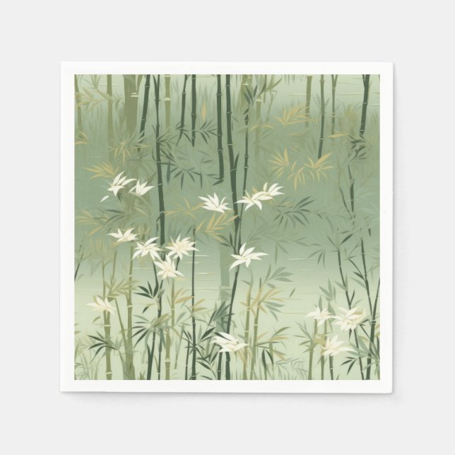 Serene Bamboo Blossom Asian  (6) Napkin (Front)