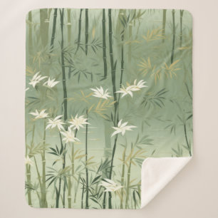 Serene Bamboo Blossom Asian  (6) Sherpa Blanket