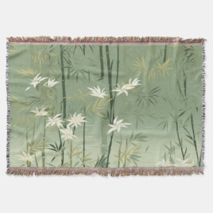 Serene Bamboo Blossom Asian  (6) Throw Blanket