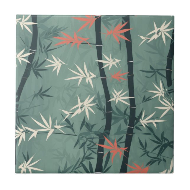 Serene Bamboo Blossom Asian  (7) Ceramic Tile (Front)