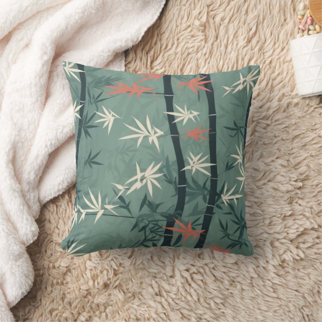 Serene Bamboo Blossom Asian  (7) Cushion (Blanket)