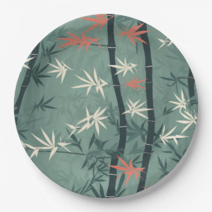 Serene Bamboo Blossom Asian  (7) Paper Plate