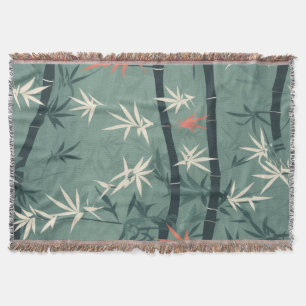 Serene Bamboo Blossom Asian  (7) Throw Blanket
