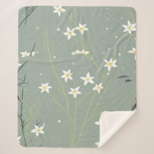 Serene Bamboo Blossom Asian  (8) Sherpa Blanket