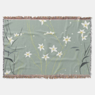 Serene Bamboo Blossom Asian (8) Throw Blanket