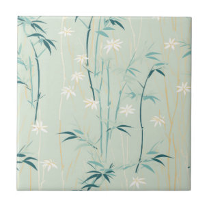 Serene Bamboo Blossom Asian  (9) Ceramic Tile