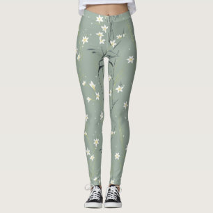 Serene Bamboo Blossom Asian (9) Leggings